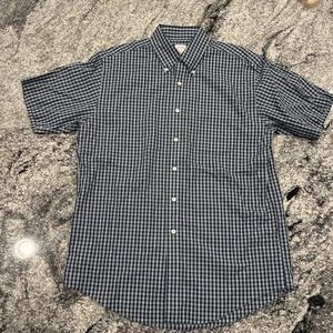 Brooks Brothers Men's M 346 Original Polo Button Down Short Sleeve Plaid Blue